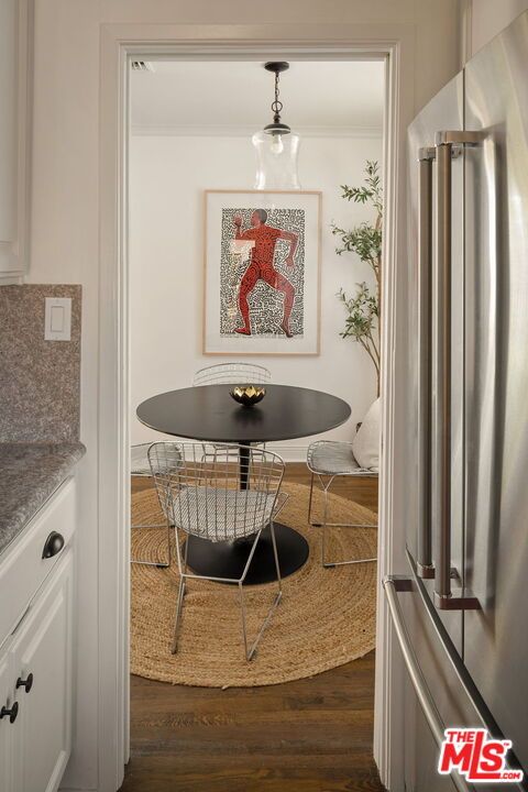 Dining room, Interior, Stainless Steel Appliances, Wood Texture Flooring