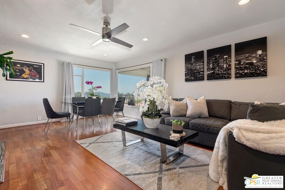 Dining room, Interior, Living room, Recessed Lighting, Wood Texture Flooring