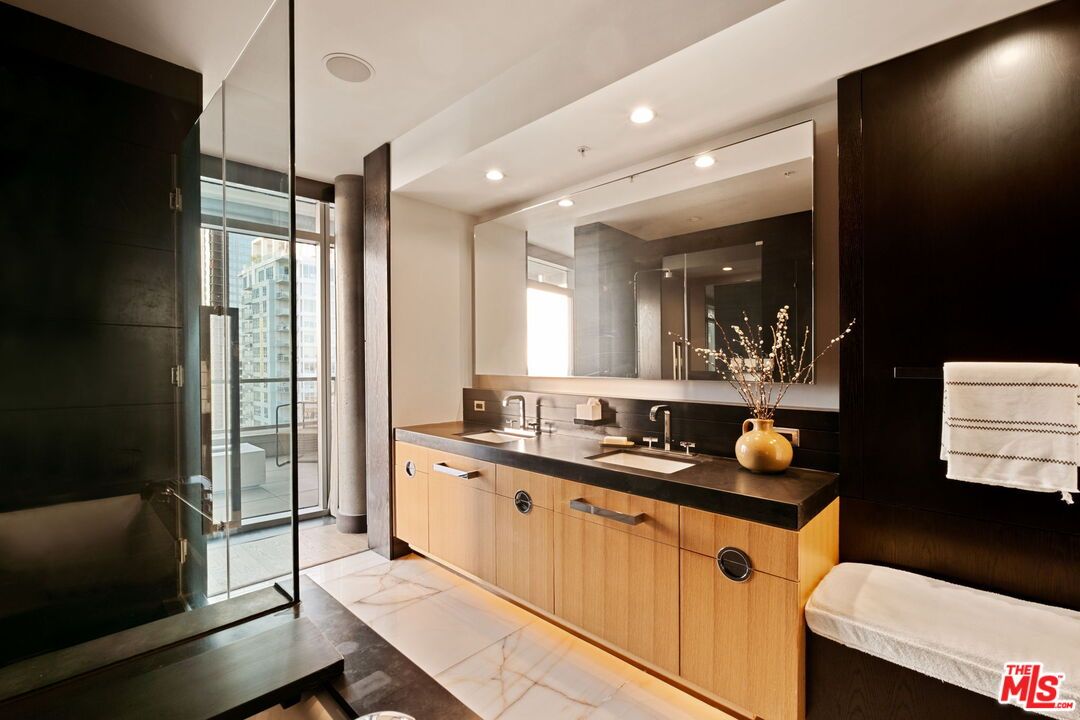 Bathroom, Dual Sink Vanities, Glass Shower, Interior, Recessed Lighting