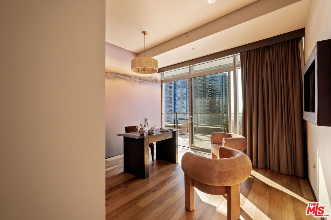 Home Office, Interior, Pendant Lights, Recessed Lighting, Wood Texture Flooring