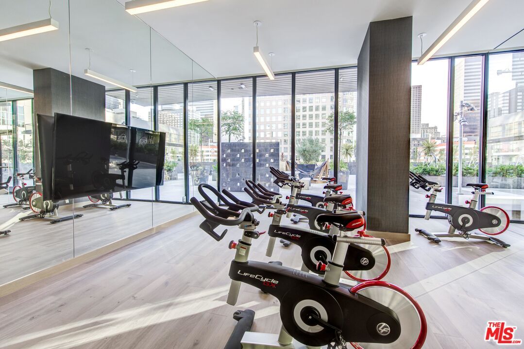 Fitness Equipment, Interior, Recessed Lighting, Wood Texture Flooring