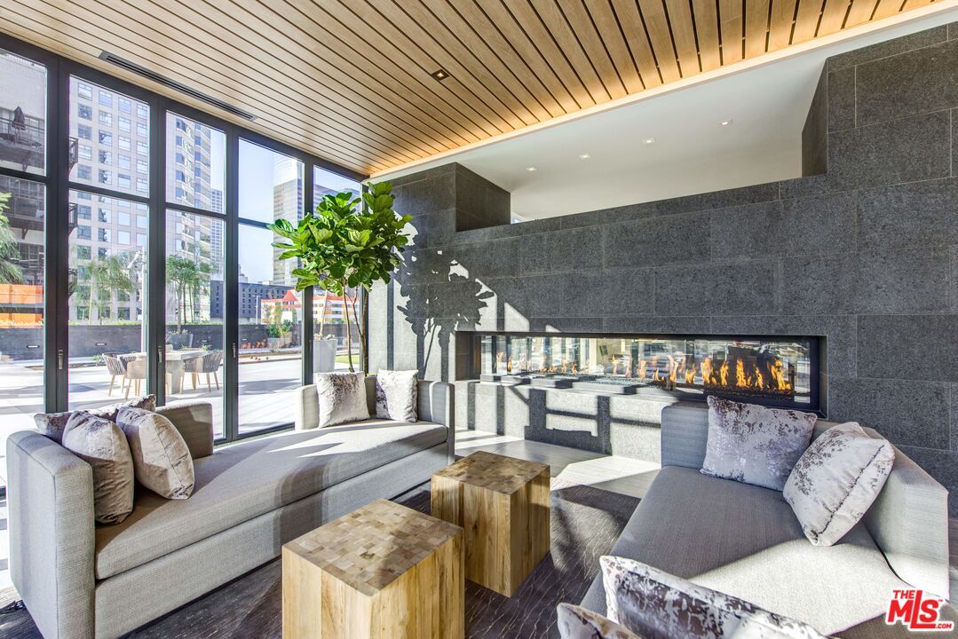 Fireplace, Interior, Living room, Recessed Lighting, Wooden Ceilings, Wood Texture Flooring