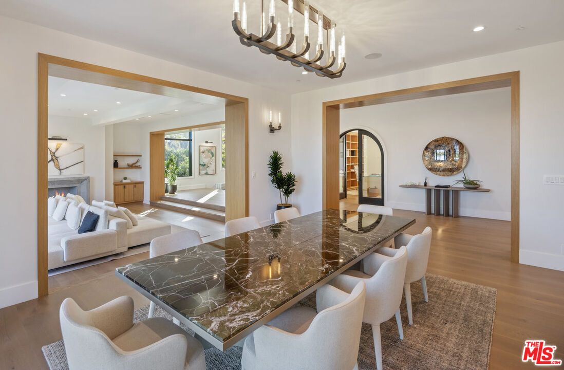 Dining room, Interior, Recessed Lighting, Wood Texture Flooring