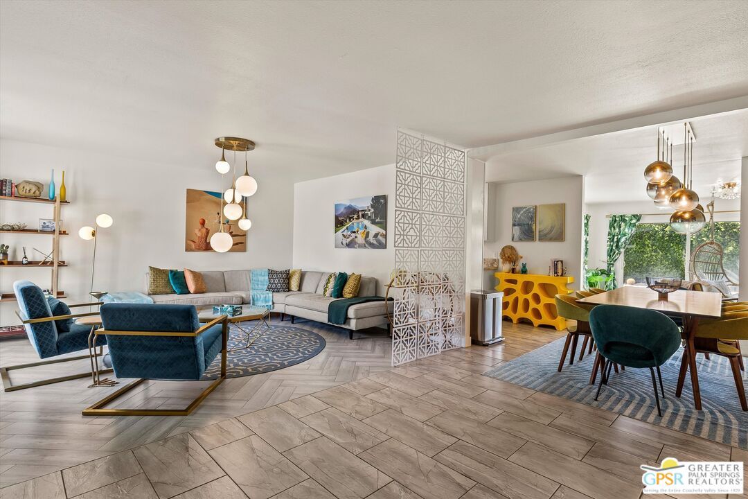 Dining room, Interior, Living room, Pendant Lights, Wood Texture Flooring