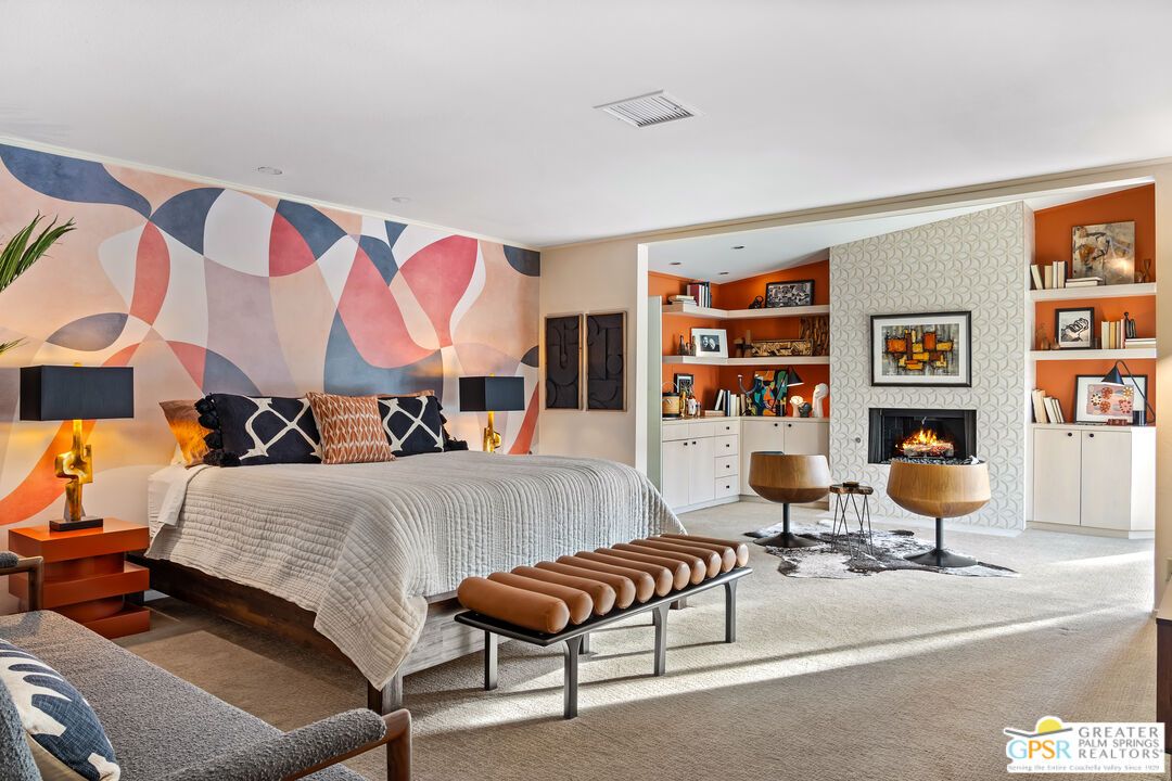 Bedroom, Fireplace, Interior