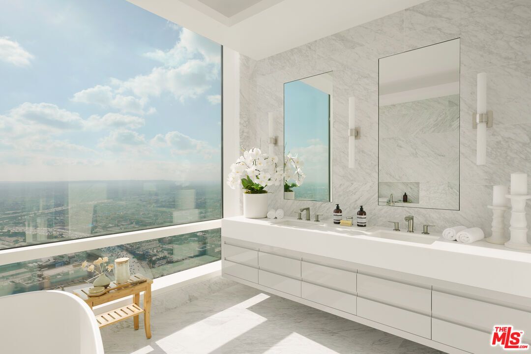 Bathroom, Dual Sink Vanities, Free Standing Baths, Interior, Marble, Marble Walls