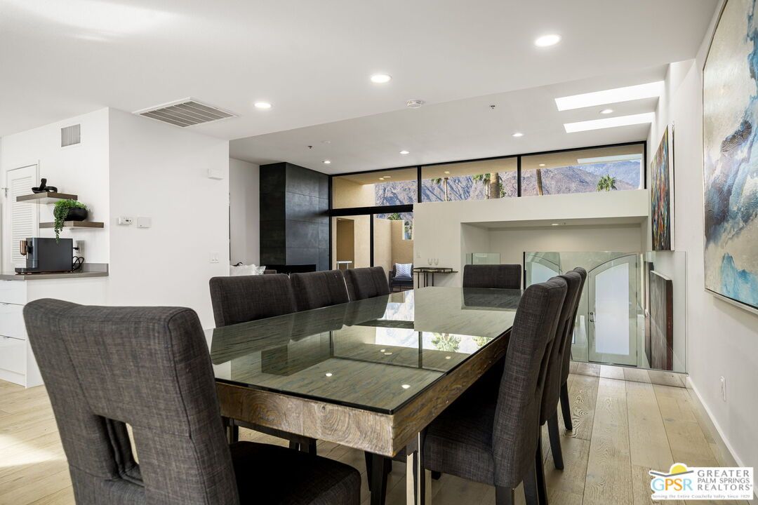 Dining room, Interior, Recessed Lighting, Wood Texture Flooring