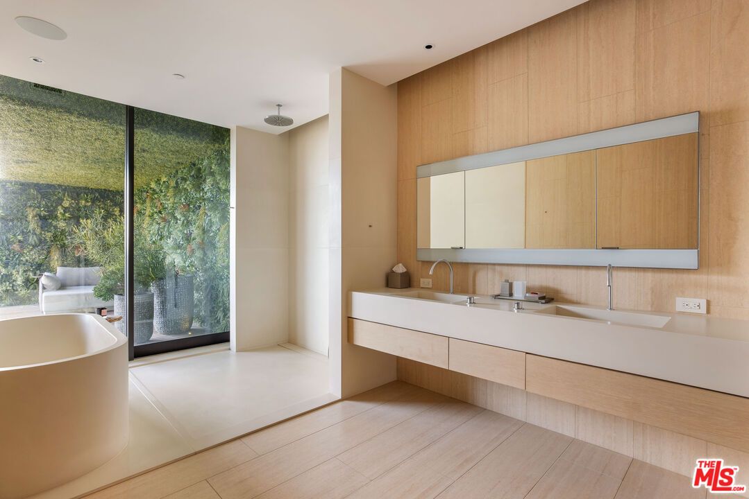 Bathroom, Free Standing Baths, Interior, Recessed Lighting, Wooden Walls