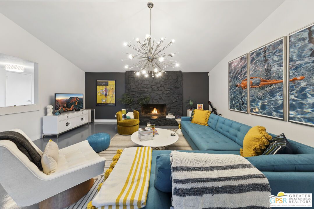 Fireplace, Interior, Living room, Pendant Lights, Wood Texture Flooring