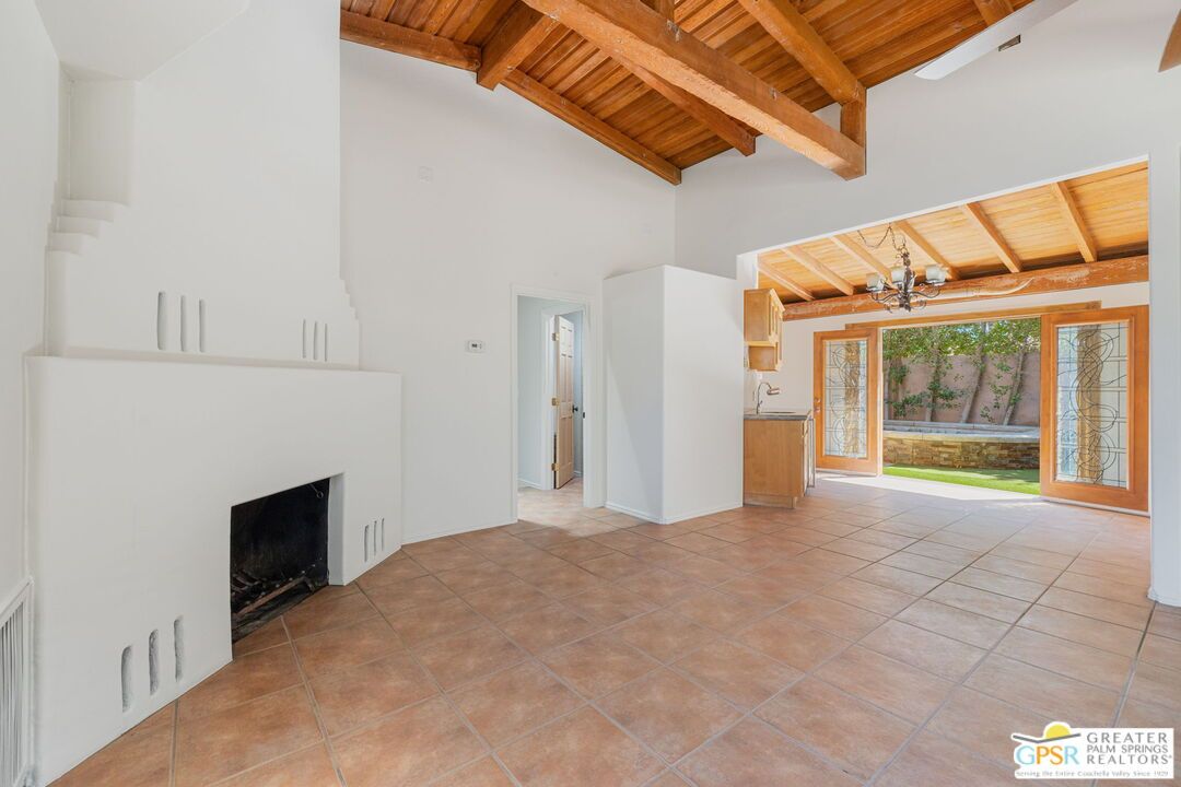 Empty room, Fireplace, Interior, Wooden Beams, Wooden Ceilings