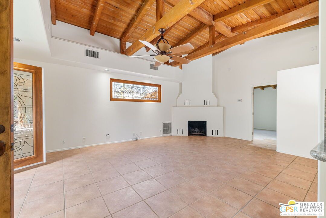 Empty room, Fireplace, Interior, Wooden Beams, Wooden Ceilings