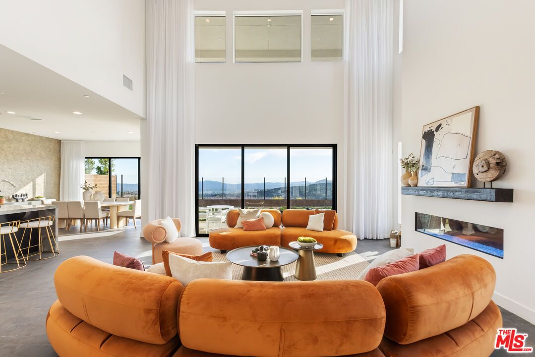 Dining room, Fireplace, Interior, Living room, Recessed Lighting