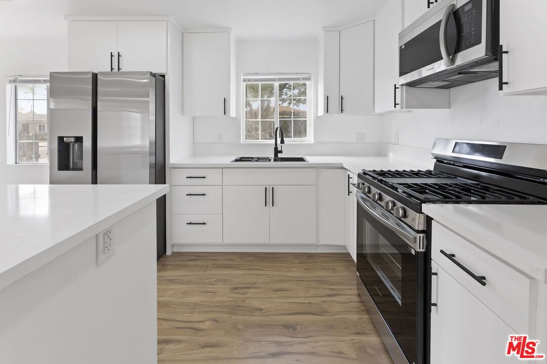 Interior, Kitchen, Stainless Steel Appliances, Wood Texture Flooring