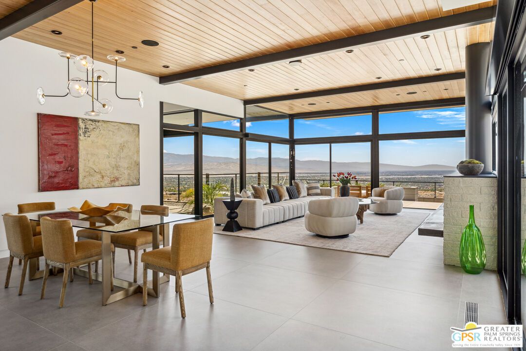 Dining room, Interior, Living room, Pendant Lights, Recessed Lighting, Wooden Ceilings