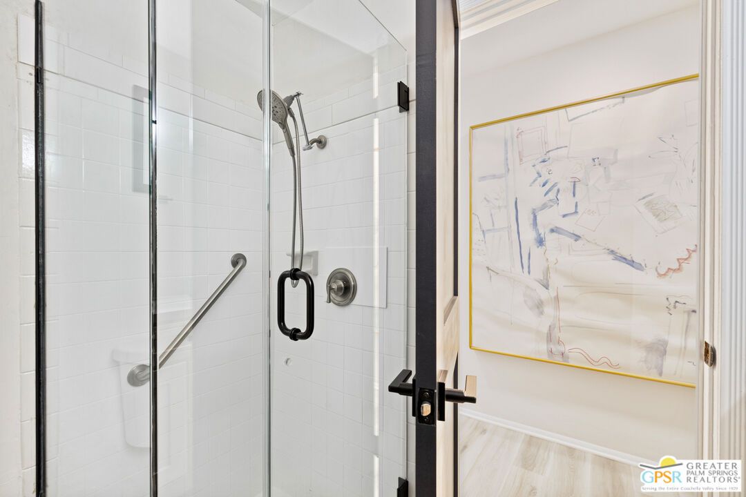 Bathroom, Glass Shower, Interior, Wood Texture Flooring