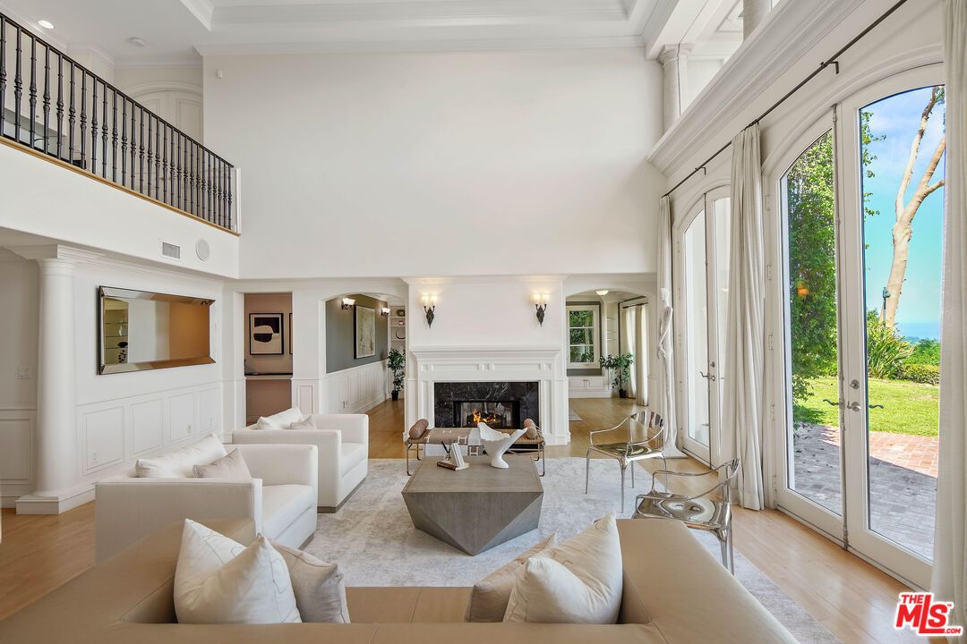 Fireplace, Interior, Living room, Recessed Lighting, Water, Wood Texture Flooring