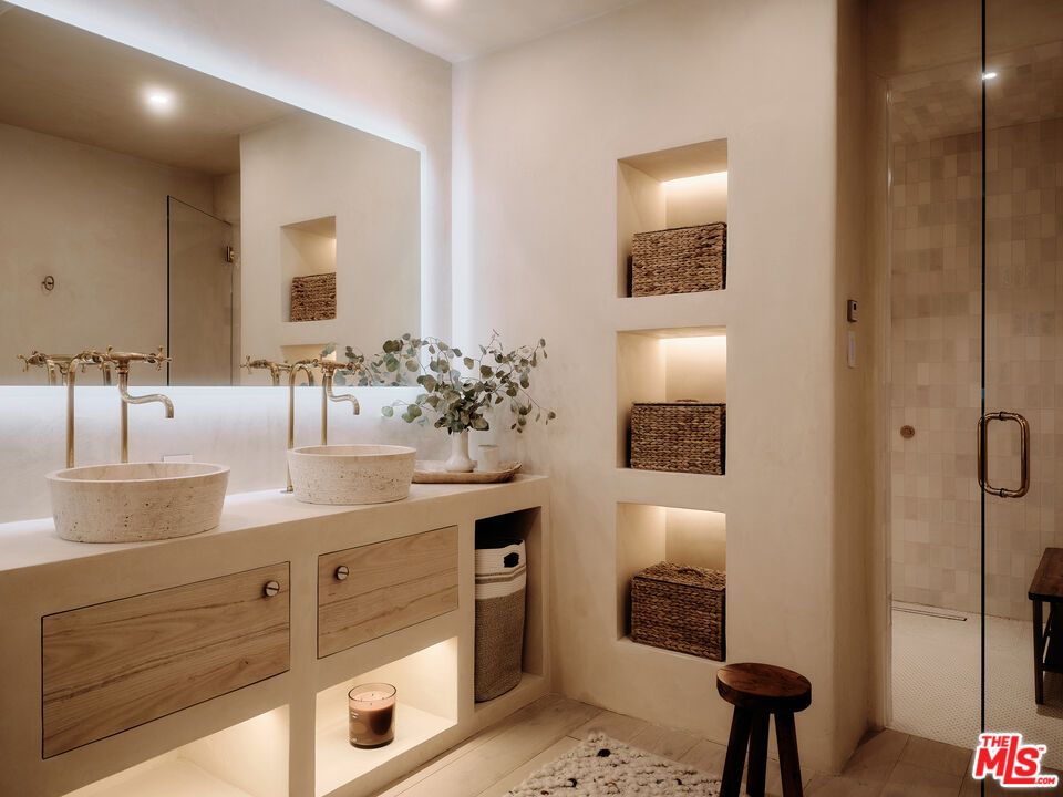 Bathroom, Dual Sink Vanities, Glass Shower, Interior, Recessed Lighting