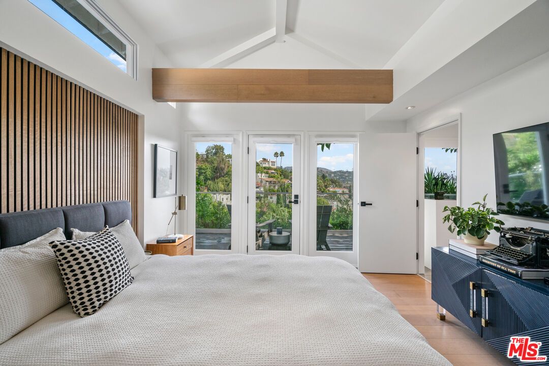 Bedroom, Interior, Recessed Lighting, Wooden Beams, Wood Texture Flooring