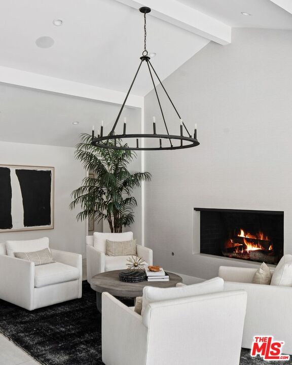 Chandelier, Fireplace, Interior, Living room, Recessed Lighting