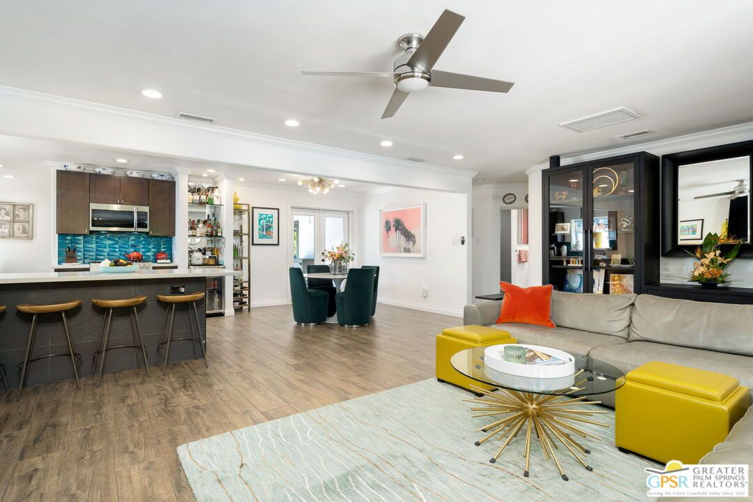 Interior, Kitchen, Living room, Recessed Lighting, Stainless Steel Appliances, Wood Texture Flooring