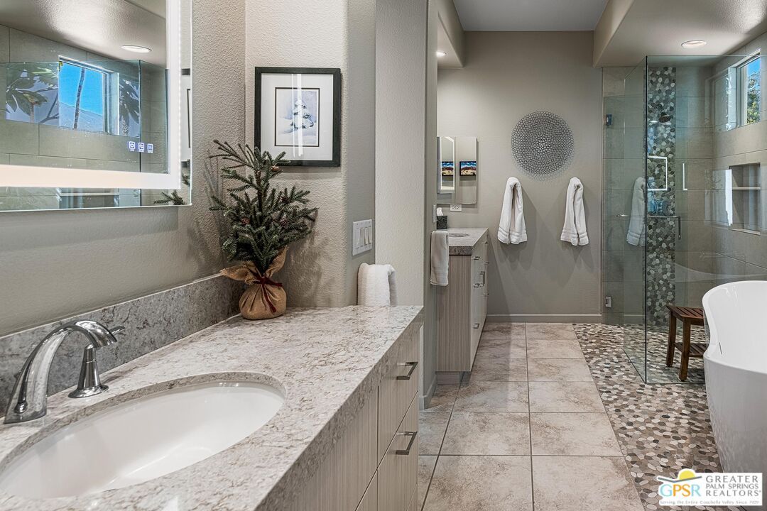 Bathroom, Dual Sink Vanities, Glass Shower, Interior, Recessed Lighting