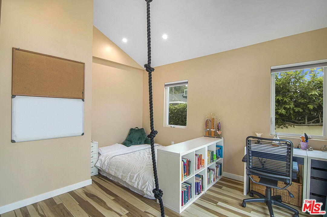 Bedroom, Home Office, Interior, Recessed Lighting, Wood Texture Flooring