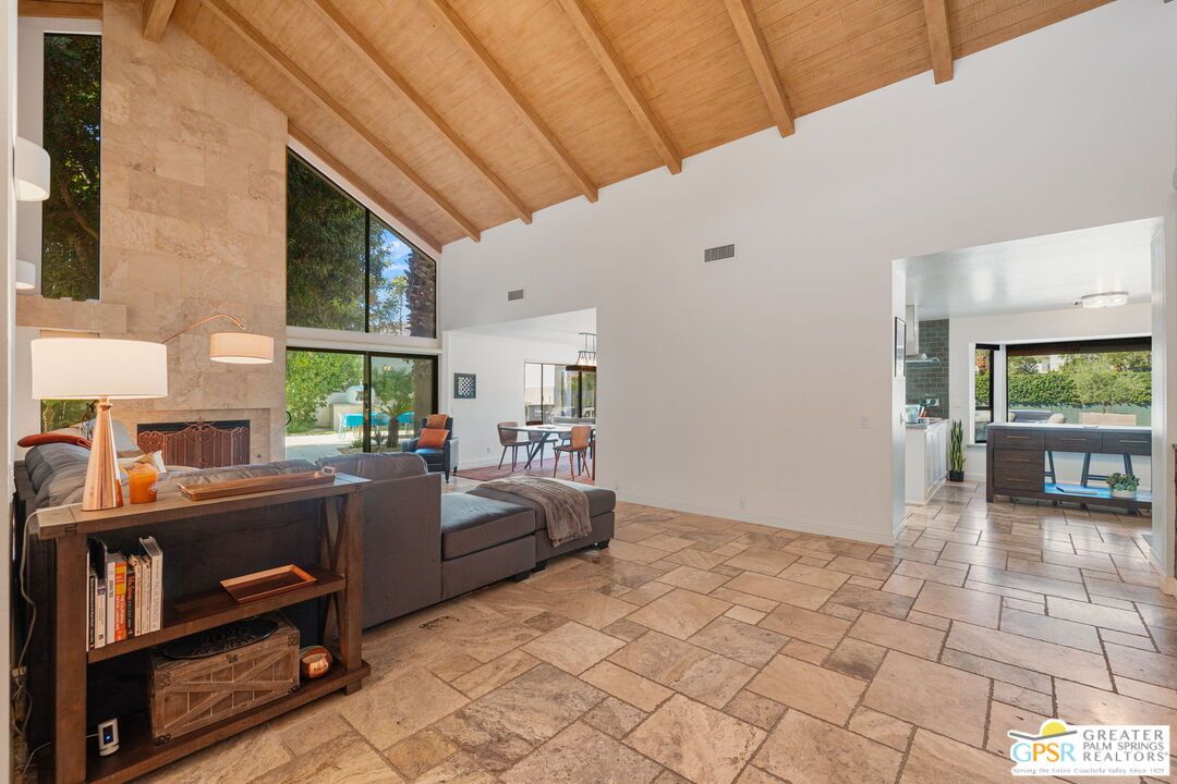 Dining room, Fireplace, Interior, Living room, Stone Walls, Wooden Beams, Wooden Ceilings