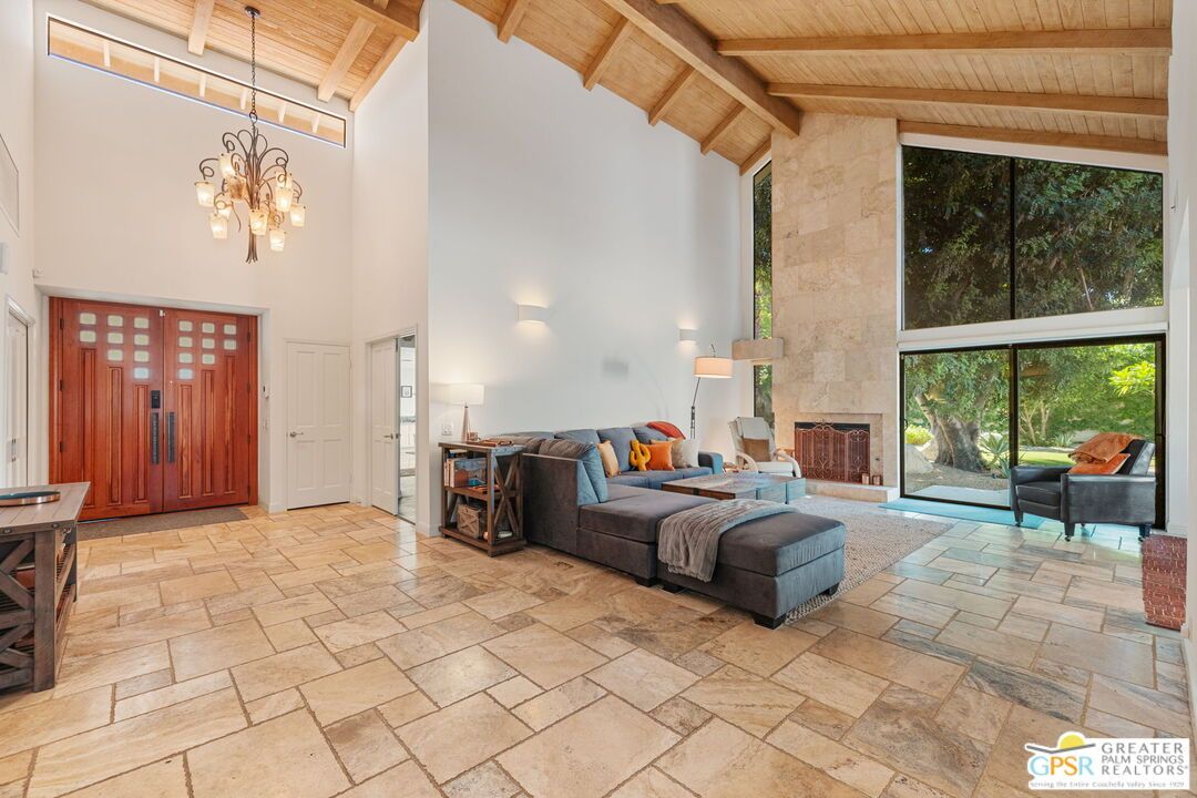 Chandelier, Fireplace, Interior, Living room, Pendant Lights, Wooden Beams, Wooden Ceilings