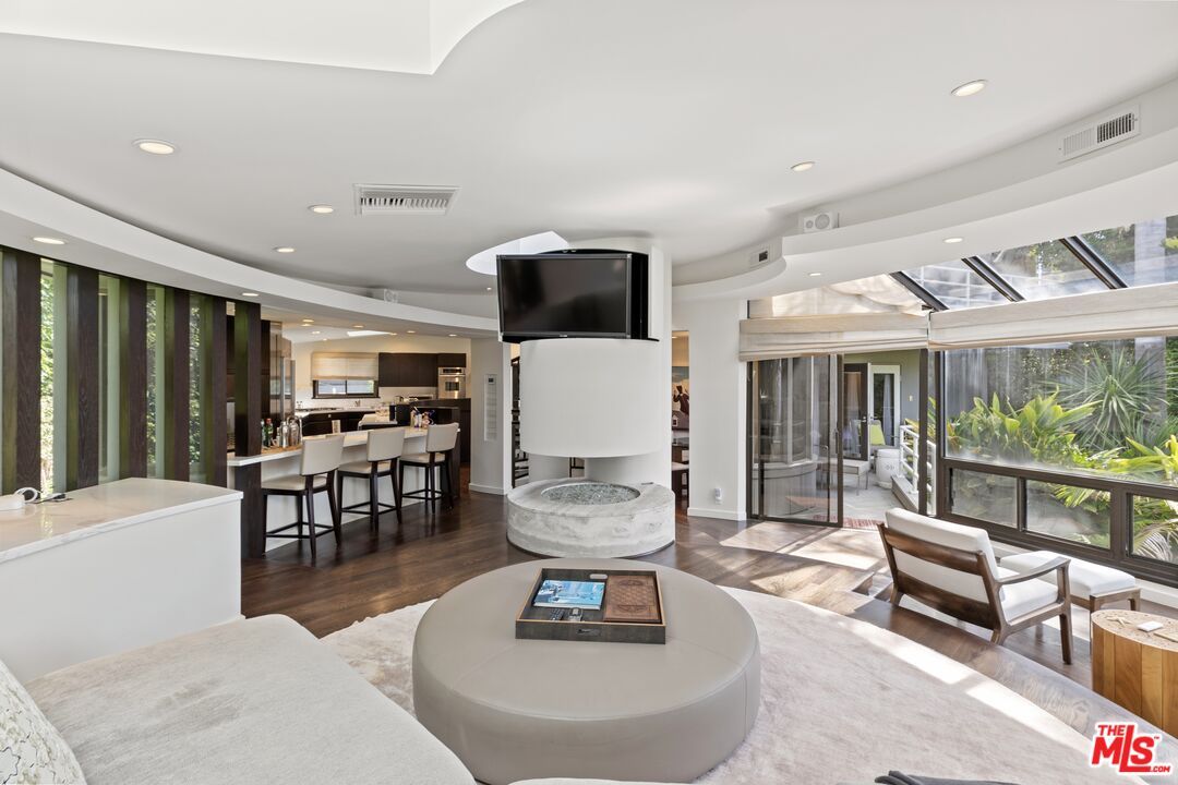 Glass Ceilings, Interior, Kitchen, Living room, Recessed Lighting, Wood Texture Flooring