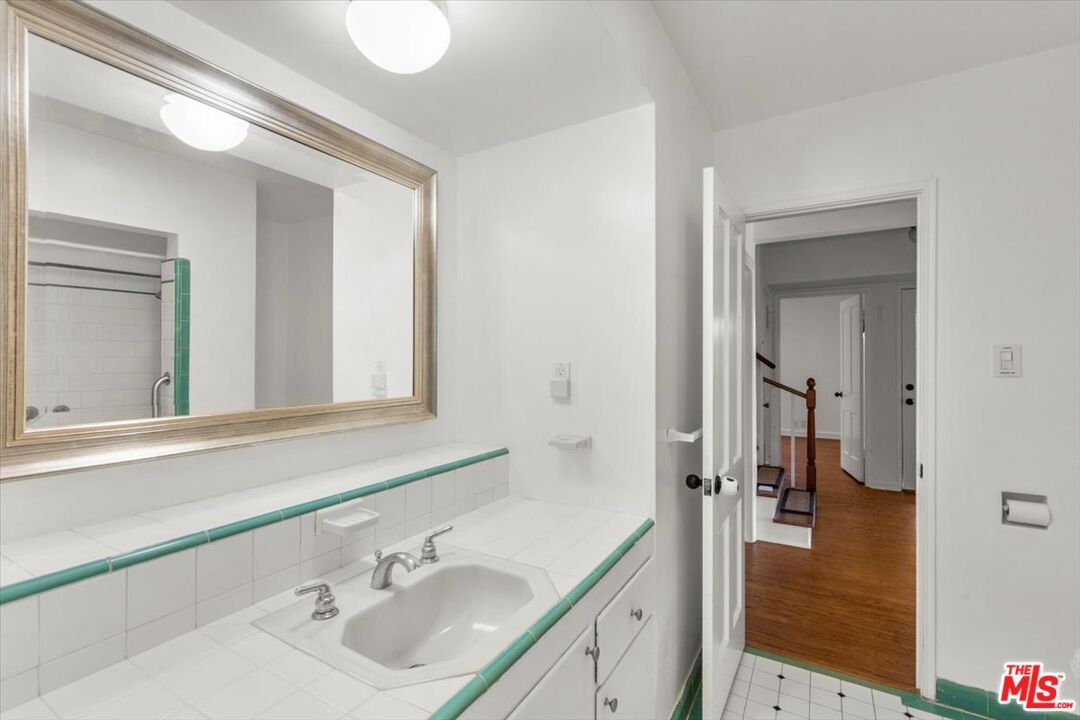 Bathroom, Interior, Tile Countertops, Wood Texture Flooring