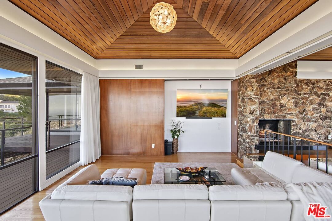 Fireplace, Interior, Living room, Stone Walls, Wooden Ceilings, Wood Texture Flooring