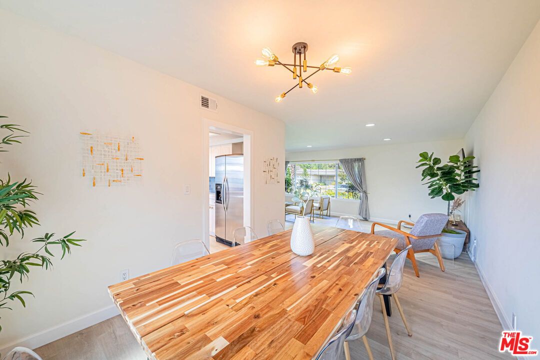 Dining room, Interior, Pendant Lights, Recessed Lighting, Wood Texture Flooring
