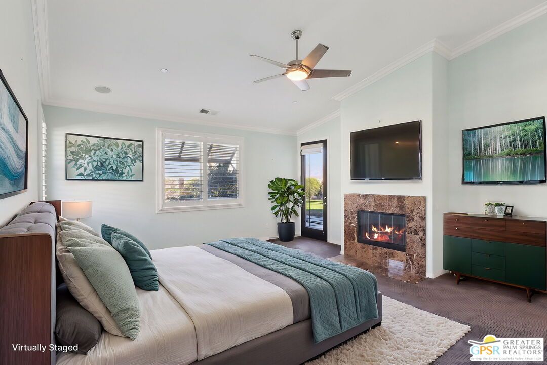 Bedroom, Fireplace, Interior