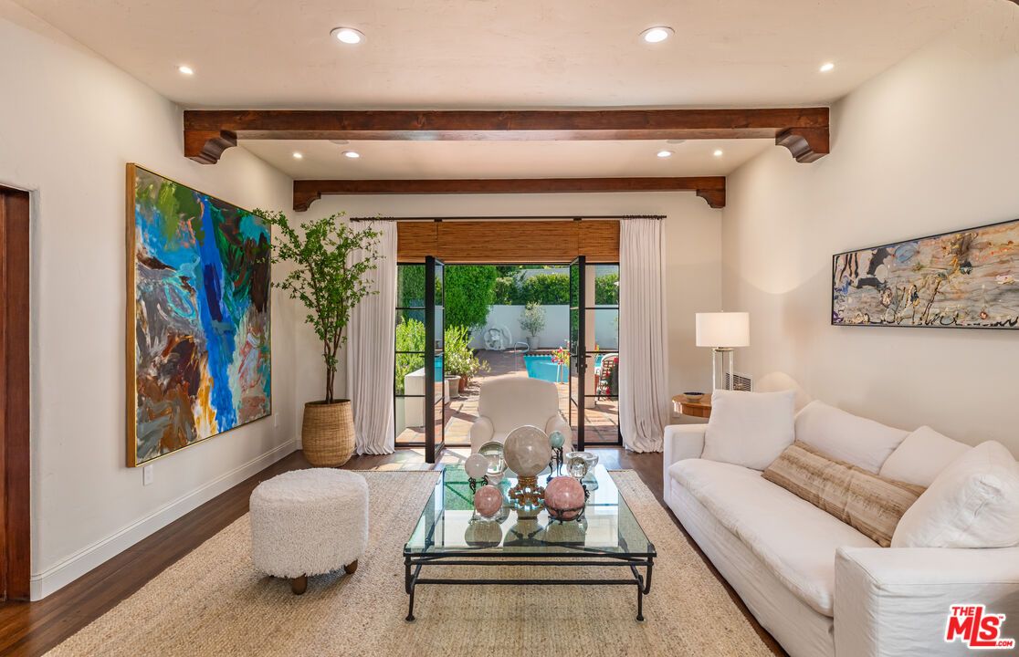 Interior, Living room, Recessed Lighting, Wooden Beams, Wood Texture Flooring