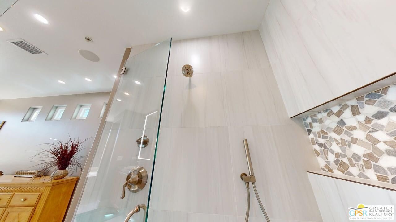 Bathroom, Glass Shower, Interior, Recessed Lighting