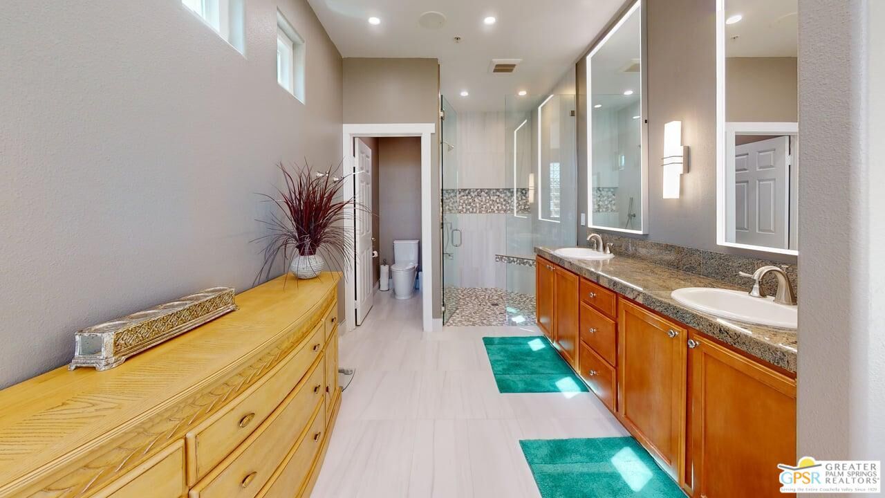 Bathroom, Dual Sink Vanities, Glass Shower, Interior, Recessed Lighting