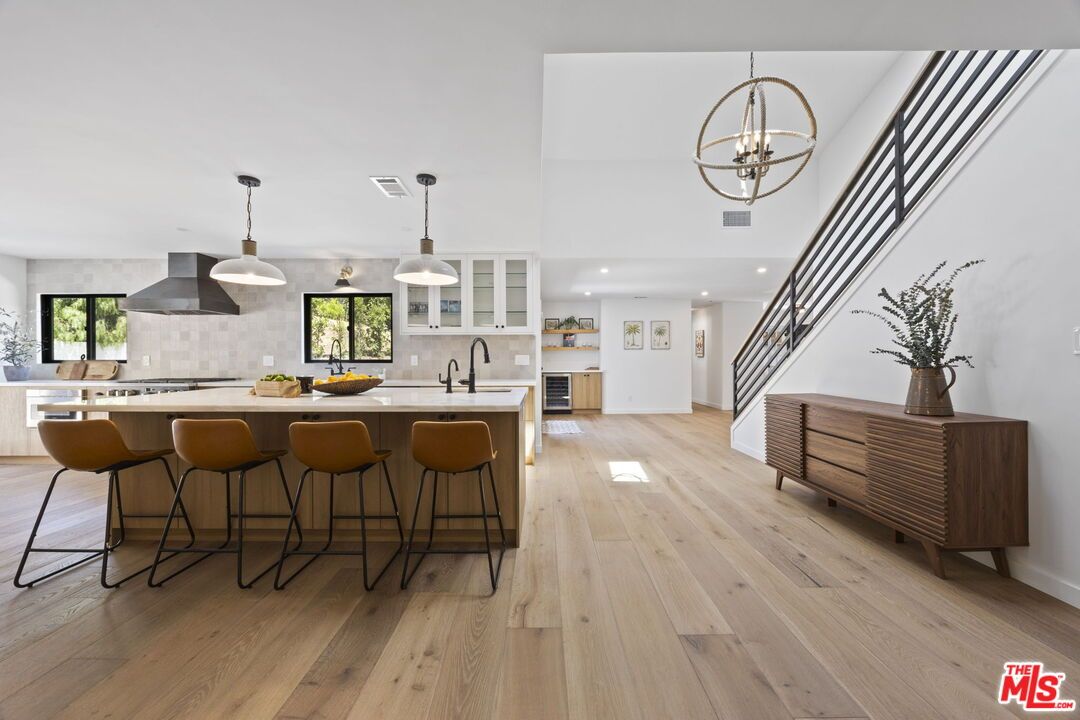 Interior, Kitchen, Pendant Lights, Recessed Lighting, Wood Texture Flooring