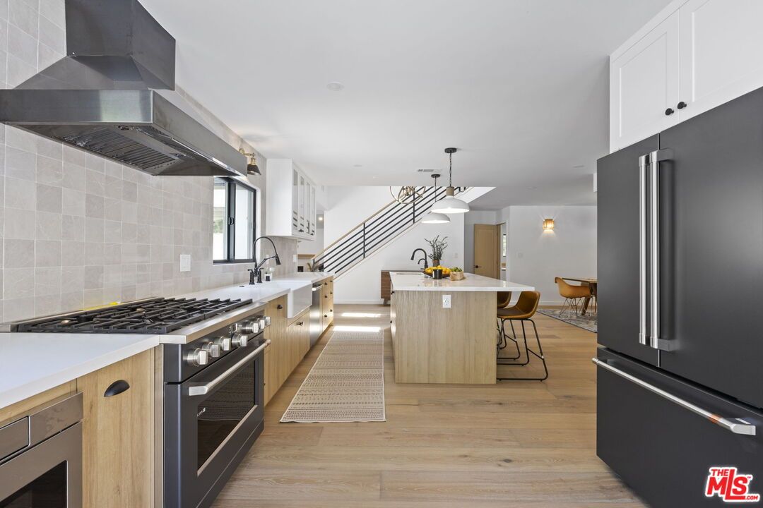 Interior, Kitchen, Pendant Lights, Stainless Steel Appliances, Wood Texture Flooring