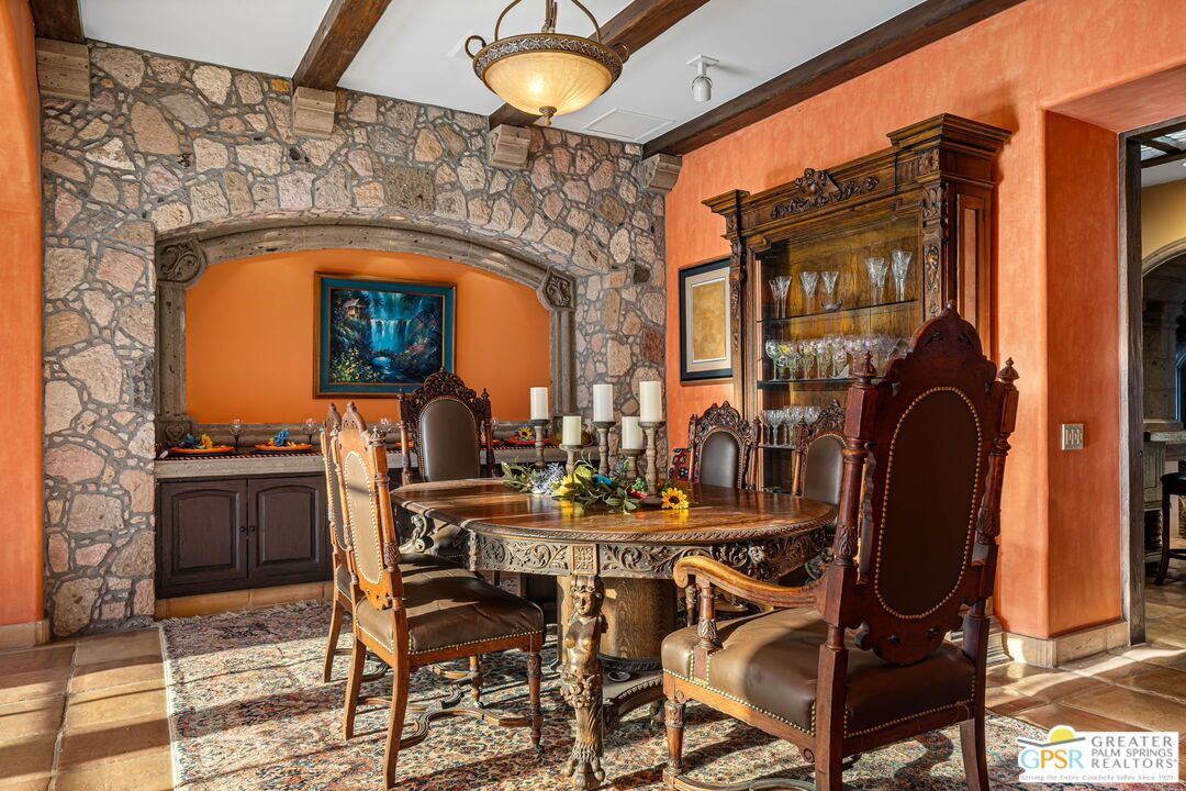 Dining room, Interior, Stone Walls, Wooden Beams