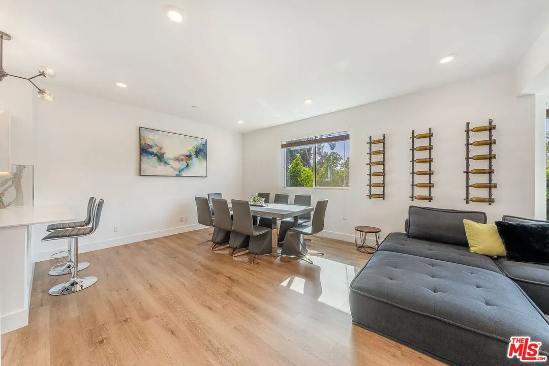 Dining room, Interior, Pendant Lights, Recessed Lighting, Wood Texture Flooring