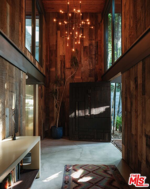Fireplace, Interior, Pendant Lights, Wooden Walls
