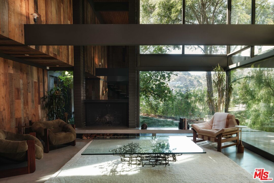 Fireplace, Interior, Pool, Sun Room, Wooden Walls