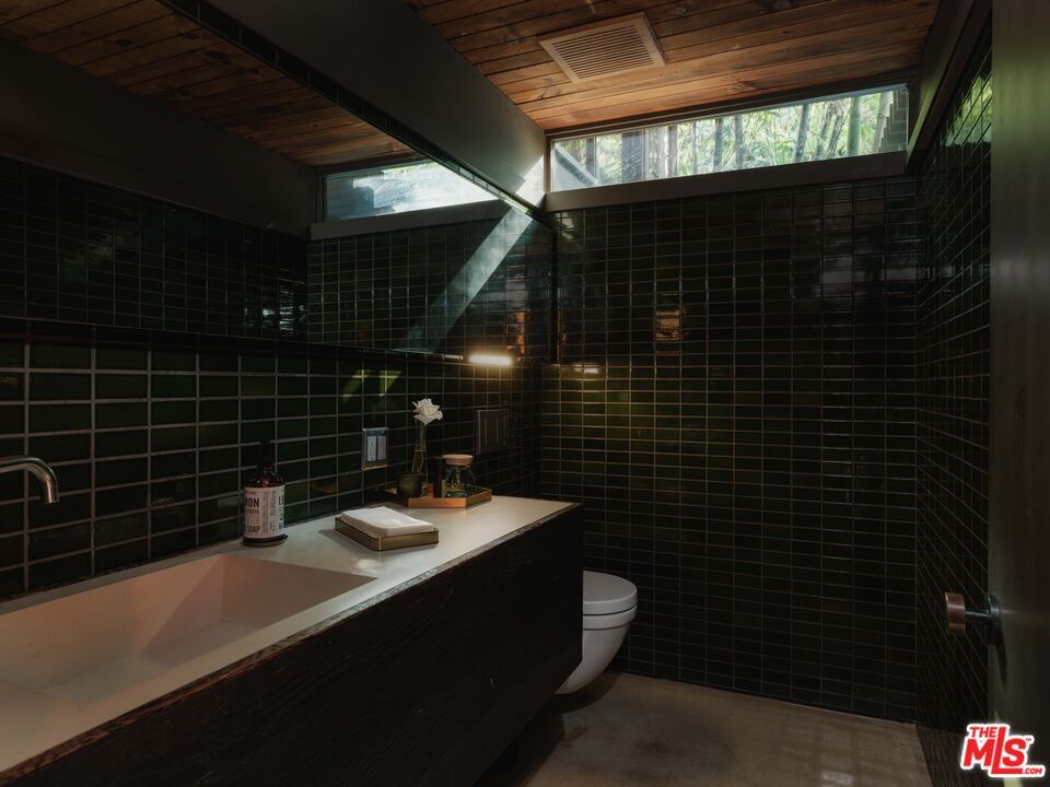 Bathroom, Glass Shower, Interior, Wooden Ceilings