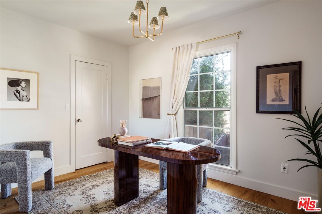 Chandelier, Home Office, Interior, Wood Texture Flooring