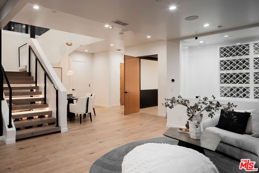 Dining room, Interior, Pendant Lights, Recessed Lighting, Wood Texture Flooring