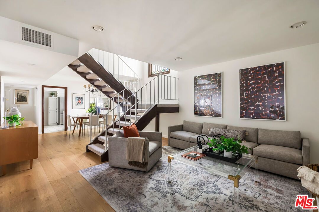 Dining room, Interior, Living room, Recessed Lighting, Wood Texture Flooring