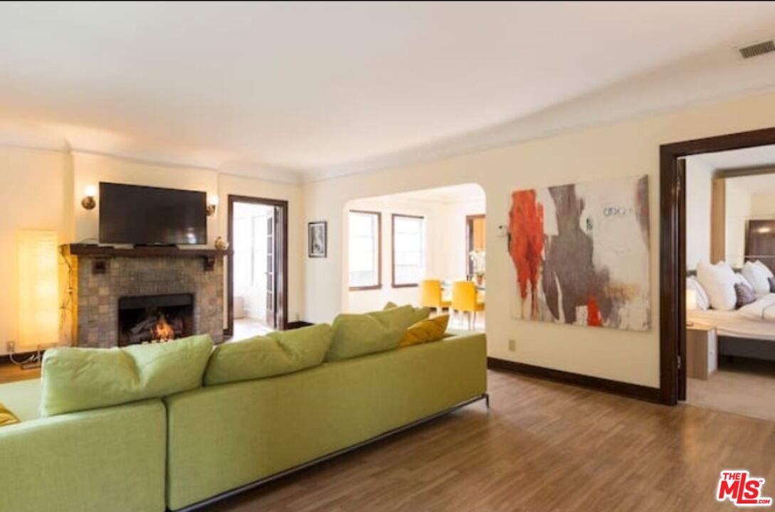 Bedroom, Fireplace, Interior, Living room, Wood Texture Flooring