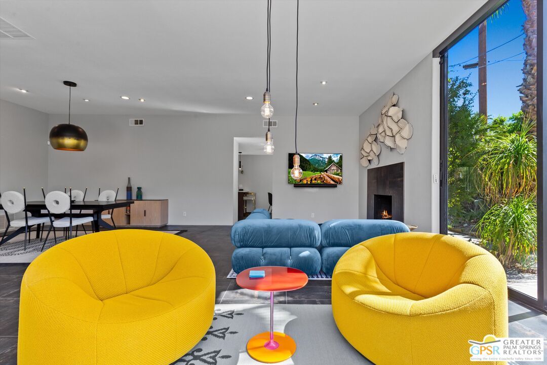 Dining room, Fireplace, Interior, Living room, Pendant Lights, Recessed Lighting