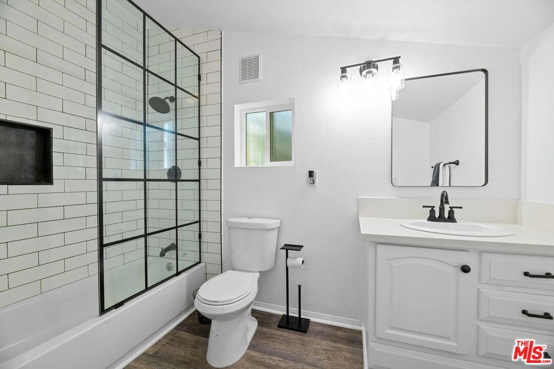 Bathroom, Glass Shower, Interior, Wood Texture Flooring