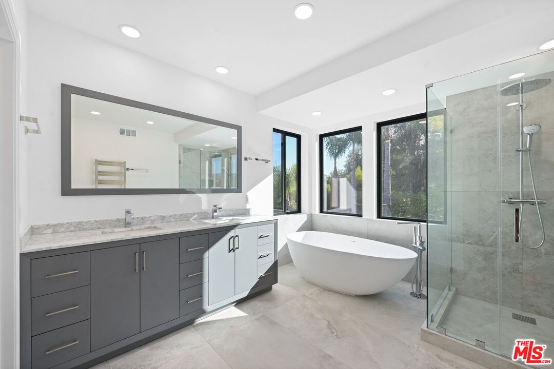 Bathroom, Dual Sink Vanities, Free Standing Baths, Glass Shower, Interior, Recessed Lighting
